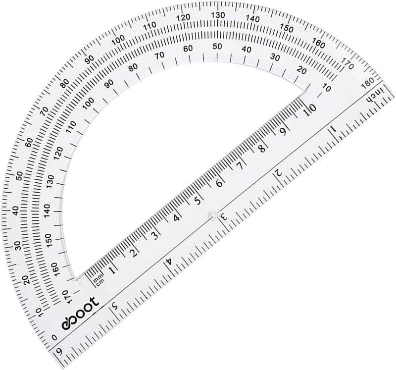 eBoot 2 Pcs Plastic Protractor Clear 180 Degrees Transparent Protractor for Geometry, 4 Inch and 6 Inch - Image 3